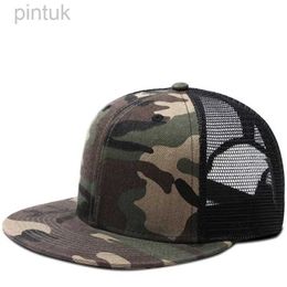 Ball Caps Adult Solid Color Flat Brim Mesh Snapback Cap Men Woman Hiphop Plain Baseball Hat 55-60cm 24327