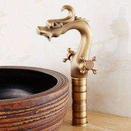 Bathroom Sink Faucets Carved Vintage Faucet Antique Brass Basin Double Helix Handle For Kitchen Accessories