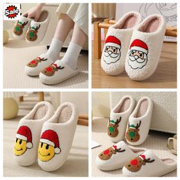 Nuova casa confortevole Simpatico cartone animato Babbo Natale Pantofole in cotone invernale Coppie Caldo cotone GAI morbido Fluffy House carino Natale Designer indoor size36- 45