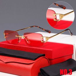 designer sunglasses rectangular shapes Brand fashion Glasses for Men and Women Rimless Red green blue yellow grey multicolor Lens 291J