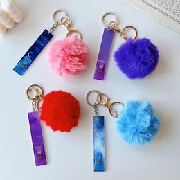 Keychains Acrylic Debit Grabber Keychain Love Puff Ball Card Contactless Starry Sky Plastic Clip For Long Nails