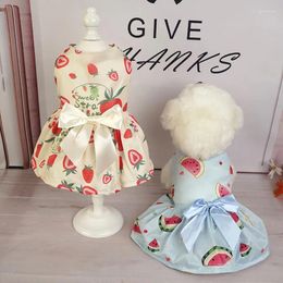 Dog Apparel Pet Clothing Valentines Day Fruit Dress For Dogs Clothes Cat Small Strawberry Print Cute Thin Summer Yorkshire Accessories
