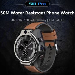 Watches LZAKMR S10 5ATM Waterproof 4G Smart Watch Men Wifi Android OS SIM 13MP Camera GPS App Video Chat 32G 1600mAh BIG Battery men