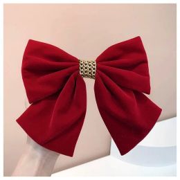 Upgraded Velvet Bow Hair Hairpin Womens Large Back Of Head Super Immortal Soft Collapse Headdress Clip Hairpin Horquilla Para El Pelo Con Lazo De Terciopelo Mejorada