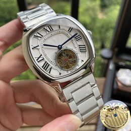 2024 New men's fully automatic mechanical watch with tourbillon mechanical hollow design, stainless steel/leather strap, fashionable and trendy, high-quality watch