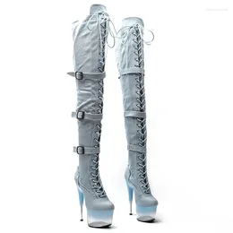 Dance Shoes Women's 17CM/7Inches PU Upper High Heel Platform Thigh Boots Closed Toe Pole 179