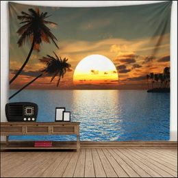 SL/4K Window Scenery Mural Tapestry Wall Background Cloth Tree Hole Furnace Hanging Large 240327