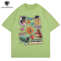 Men's T Shirts Men Cotton Shirt Fun Cartoon Dog Printed Tees 3 Colours Optional College Style Oversize Loose Couple Short Sleeve Tshirt Tops