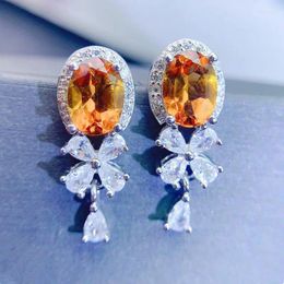 Stud Earrings Per Jewellery Natural Real Yellow Citrine Earring Flower Style 0.9ct 2pcs Gemstone 925 Sterling Silver Fine L24388