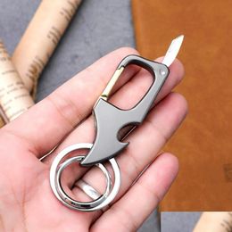 Keychains & Lanyards Mini Knife Folding Bottle Opener Keychain For Men Mtifunctional Waist Mount Carabiner Key Chains Car Backpack Pe Dhpnf