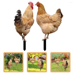 Garden Decorations 2 Pcs Rooster Statueation Outdoor For Patio And Yard Chicken Stake Animal Ornaments Signs Decorative