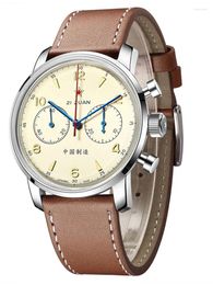 Wristwatches Red Star 42mm Men's Chronograph 1963 Hand Winding ST1901 Movement 3D Sapphire Mirror Business Pilots Mechanical Watches