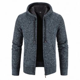 new Men's Wool Cardigan Cold Sweater Blouse Autumn Winter Jacket Fleece Knit Coat American Clothing Golf Zipper Hooded Blazer W6Ra#