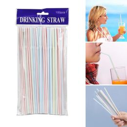 Disposable Cups Straws Pack Of 100 Throwaway Flexible Plastic Drinking Material Suitable For Water Juice Cocktails