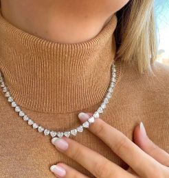 5A شكل قلب CZ ICED Out Bling Tennis Chain Necklace for Women Girlfriend Valentine Gift Massion Jewelry