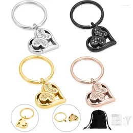 Keychains Butterfly Urn Keychain For Ashes Heart Cremation Jewellery Keyring Keepsake Stainless Steel Pendant