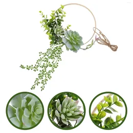 Decorative Flowers Home Decor Artificial Green Plant Succulent Bamboo Ring Room Shopping Mall Wall Decoration Hanging Garland Wreath Scene