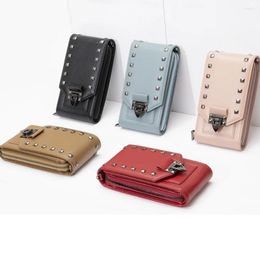 Shoulder Bags Rivet Mobile Phone Bag Messenger Crossbody Wallet Card Women Female Handbags Sac Gift