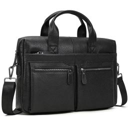 Backpack Newsbirds New Fashion Black Leather Briefcase For Men Male Genuine Men's Laptop Bag Handbags Work Totes Korean Style