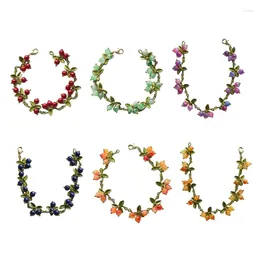 Charm Bracelets Vintage Forest Plant Series Bracelet Cranberry Beads Leaves Bangle For Women Teen Girls Temperament Jewellery Gift