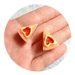 Decorative Flowers Kawaii Resin Simulation Food Triangle Pizza Bread Flat Back Cabochons Scrapbooking DIY Jewelry Craft Kids Kitchen Toys