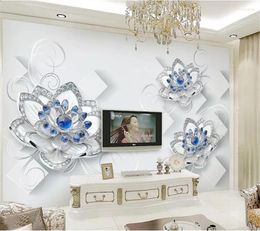 Wallpapers Wellyu Papel De Parede Para Quarto Custom Wallpaper Beautiful Luxury European Jewellery Flower 3d Stereo TV Background Wall