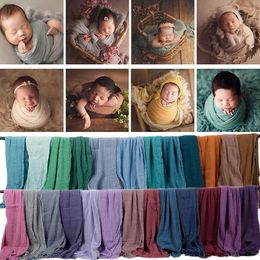 18040 CM Stretch Baby Po Wraps Blanket Cotton Infant born Pography Cloth Accessories Swaddle 240322