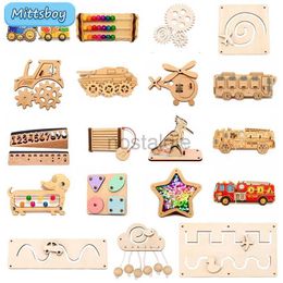 Intelligence toys DIY Busy Board Montessori Hot Air Dalloon Carriage Door Educational Toy Wood Chip Graphic Pairing Wooden Part For Childre Gifts 24327