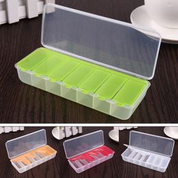 Storage Bottles 7 Compartment Remedy Organizer Dispenser Travel Seal Splitter Container Health Care Tablet Box 15.8x6x3cm