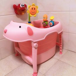 Bathtubs Plastic Foldable Bathtub Baby Children's Bathtub Intelligent Temperature Sensing Household bubble Bath Cartoon light