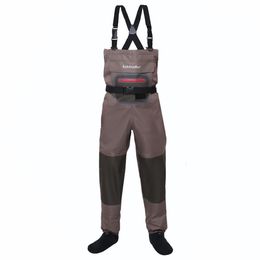 Outdoor Pants Brown Breathable Lightweight Fly Fishing Chest Waders Stocking Foot Wader For Men Women 230206 Drop Delivery Dhyvd