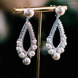 Stud Earrings Vintage Court Pearl Bridal Dress