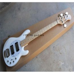 Wholesale White Music Man Strings Electric Bass with Active Pickups V Battery Guitar