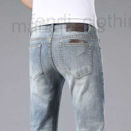 Men's Jeans Designer Spring/Summer Korean Edition Small Foot Elastic Slim Fit High end European Brand Leather Label Mens Pants TLX6 0WHT