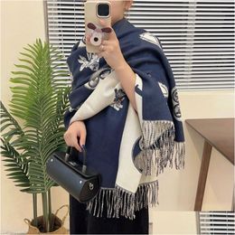 Scarves Designer Women Cashmere Fl Letter Printed Scarf Soft Touch Warm Wraps With Tags Autumn Winter Long Shawls Drop Delivery Fashio Otxiy