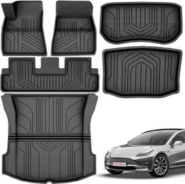 Tesla Model 3 Floor Mats Full Set Custom Fit 2020-2023 All-Weather Cargo Liners Rear Cargo Tray Trunk Floor Mat Interior Accessories