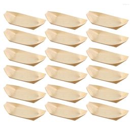 Disposable Dinnerware 150 Pcs Sushi Wooden Boat Eat Trays Aluminium Dish Bamboo Paper Compartments Plate