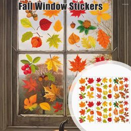 Window Stickers Thanksgiving Day Wall Sticker Home Warm Decoration Leaf Pvc Glueless Maple Glass Door Art Autumn Dec U0I5