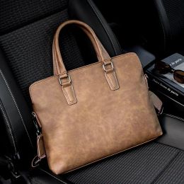 Backpack Vintage Soft Leather Briefcases For Men Business Handbags High Quality Shoulder Messenger Bag Male Office Laptop Bags