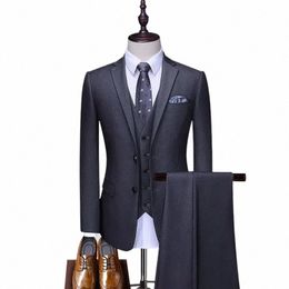 s-5xl Blazer Vest Pants Boutique Prom Party Slim Tuxedo Solid Color Men's Busin Office Casual Formal Suit Groom Wedding Dr F1tK#