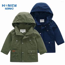 Jackets HONEYKING Kids Clothes Boys Children Hooded Zipper Windbreaker Baby Trench Coat Infant Waterproof Hoodies For Girls