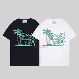 polo casa blanca mens t shirt Casa Mens Short sleeved New Fashion Brand Art Text Coconut Tree Print Loose T-shirt