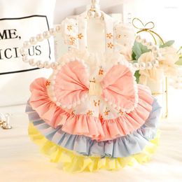 Dog Apparel Multilayer Color Summer Pet Clothes Fashion Korean Cotton Bow Princess Dress For Small Medium Yorkshrie Puppy Dog's Coat