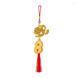 Decorative Figurines 1Pc 2024 Year Of The Dragon Gold-Plated Plastic Zodiac Pendant Lucky Mascot Home Car Hanging Ornaments Gifts