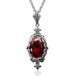 Hand Made Real 925 Sterling Silver Garnet Stone Necklace Pendant For Women Statement Vintage Fine Jewelry Mother Trendy Gifts 240327