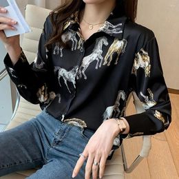 Women's Blouses Buttons Terrific Animal Pattern Lady Shirt Breathable Single-breasted Women Garment