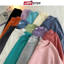 LAPPSTER Men 15 Colors Solid Japanes Streetwear Hoodies Mens Oversized Colorfuls Harajuku Sweatshirts Man Korean Hoodie 5XL 240318