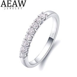 AEAW 14k White Gold 0 25ctw 2mm DF Round Cut Engagement&Wedding Moissanite Lab Grown Diamond Band Ring for Women Y0122247w