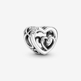 Entwined Infinite Hearts Charm Pandoras 925 Sterling Silver Luxury Charm Set Bracelet Making Beaded charms Designer Necklace Pendant Original Box Fast Shipping