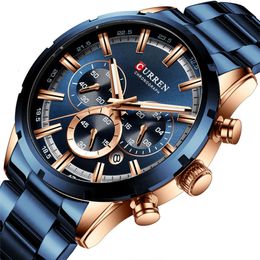 CURREN/CARREN 8355 Trendy Men's Waterproof with Six Pin Multifunctional Fashionable Steel Band Watch